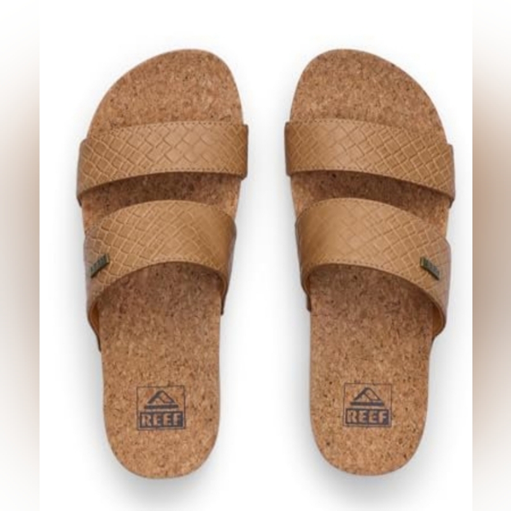 🔥🔥NEW! Reef Cushion Vista Tan Wicker Platform Sandals Sz 9.5 PRICE FIRM - Picture 4 of 6